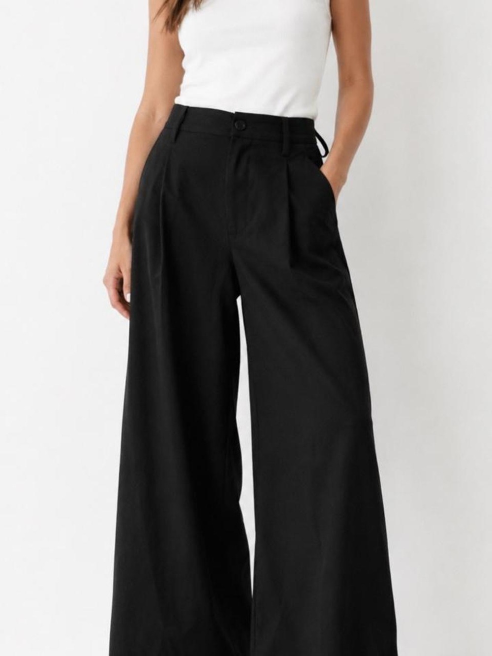 Zara Wide Leg High-Waist Pants - Black